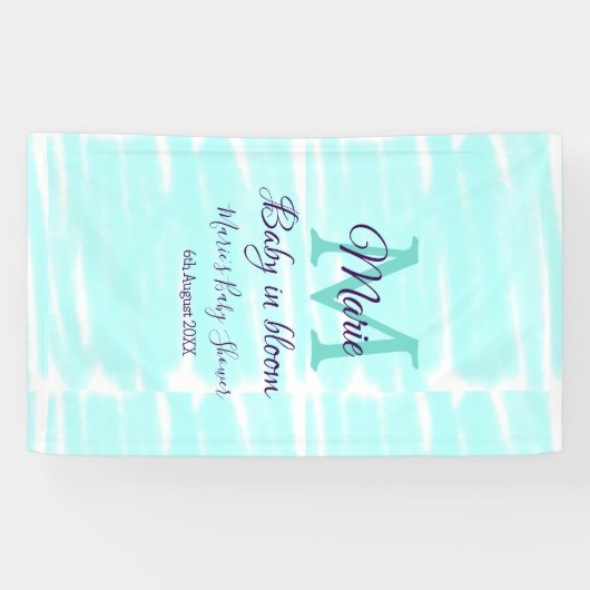 Pastel green baby in bloom monogram baby shower te spandoek (Horizontaal)