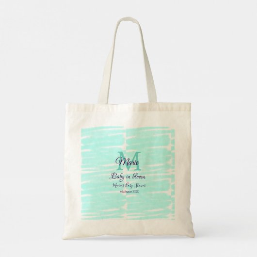 Pastel green baby in bloom monogram baby shower te tote bag (Achterkant)