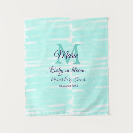 Pastel green baby in bloom monogram baby shower te wandkleed (Voorkant)