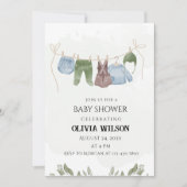 Pastel Green Beige Baby shower Uitnodiging (Voorkant)