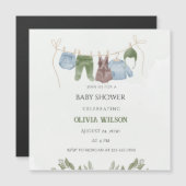 Pastel Green Beige Baby shower Uitnodiging Magnetische Uitnodiging (Voorkant / Achterkant)
