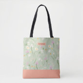 Pastel Green Boho Chic Floral Tote Bag (Voorkant)