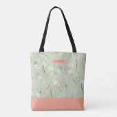 Pastel Green Boho Chic Floral Tote Bag (Achterkant)