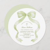 Pastel Green Bow doop Kaart (Voorkant / Achterkant)