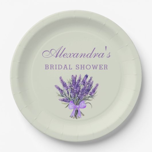 Pastel Green Bow Flowers Lavendel Vrijgezellenfees Papieren Bordje (Voorkant)