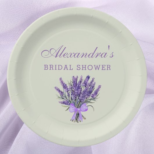 Pastel Green Bow Flowers Lavendel Vrijgezellenfees Papieren Bordje