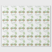 Pastel Green Car & Ballon Wrapping Paper Cadeaupapier (Vlak)