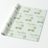 Pastel Green Car & Ballon Wrapping Paper Cadeaupapier (Uitgerold)