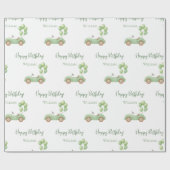 Pastel Green Car & Ballon Wrapping Paper Cadeaupapier (Vlak)