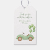 Pastel Green Car & Balloon Gift Label Cadeaulabel (Voorkant)