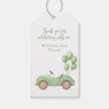 Pastel Green Car & Balloon Gift Label