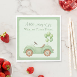 Pastel Green Car & Balloon - Papieren servet