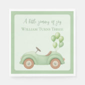 Pastel Green Car & Balloon - Papieren servet (Voorkant)