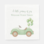 Pastel Green Car & Balloon - Papieren servet (Voorkant)