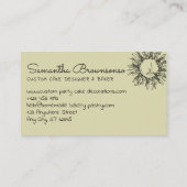 Pastel Green Celestial Sun Face Visitekaartje (Achterkant)