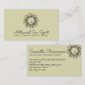 Pastel Green Celestial Sun Face Visitekaartje (Voorkant / Achterkant)