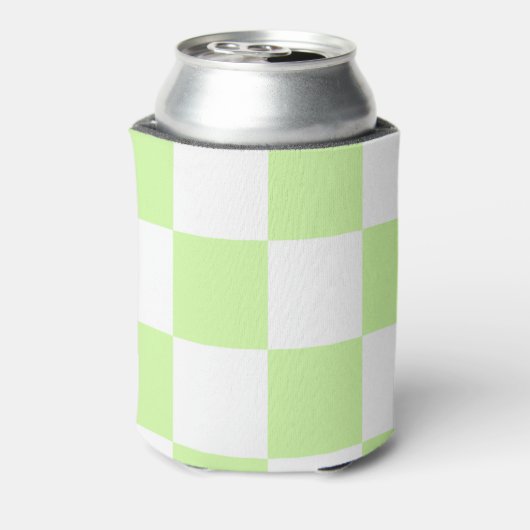 Pastel Green Checkerboard Retro Moderne Cheques Blikjeskoeler (Blikje Achterkant)