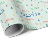 Pastel Green Christmas Herhalende Naam Gepersonali Cadeaupapier (Rol Hoek)