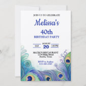 Pastel Green en Blues Peacock Feathers Verjaardag Kaart (Voorkant)