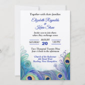 Pastel Green en Blues Peacock Feathers Wedding Kaart (Voorkant)