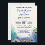 Pastel Green en Blues Peacock Feathers Wedding Kaart<br><div class="desc">en kleurrijke pauwenveren trouwuitnodiging,  verander de tekst zelf wanneer u bestelt</div>