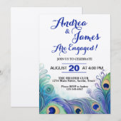 Pastel Green en Peacock Feathers Engagement Party Kaart (Voorkant / Achterkant)