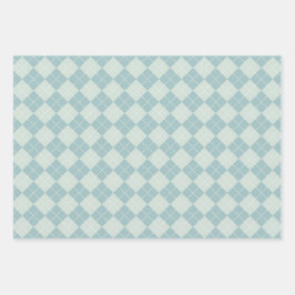 PASTEL GREEN EN WHITE HOLIDAY WINTER NORDIC PATTER INPAKPAPIER VEL