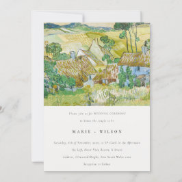 Pastel Green Fields Mountain Landscape Wedding Kaart