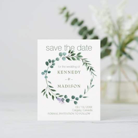 Pastel Green Floral Wedding Kaart (Staand voorkant)