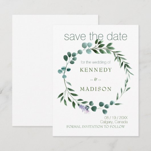 Pastel Green Floral Wedding Kaart (Voorkant / Achterkant)