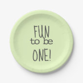 Pastel Green Fun is een eerste verjaardag Papieren Bordje (Voorkant)