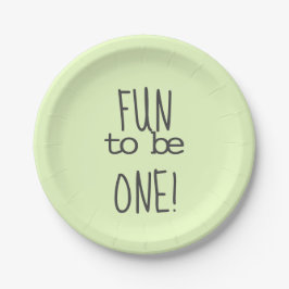 Pastel Green Fun is een eerste verjaardag Papieren Bordje