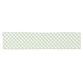 Pastel Green Gingham Check Patroon Korte Tafelloper (Horizontaal)