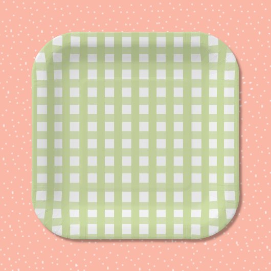 Pastel Green Gingham Check Patroon Papier Bord