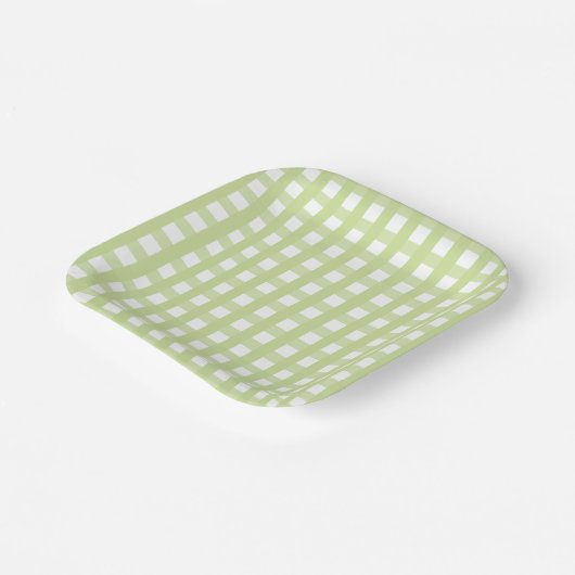 Pastel Green Gingham Check Patroon Papier Bord (Gebogen)