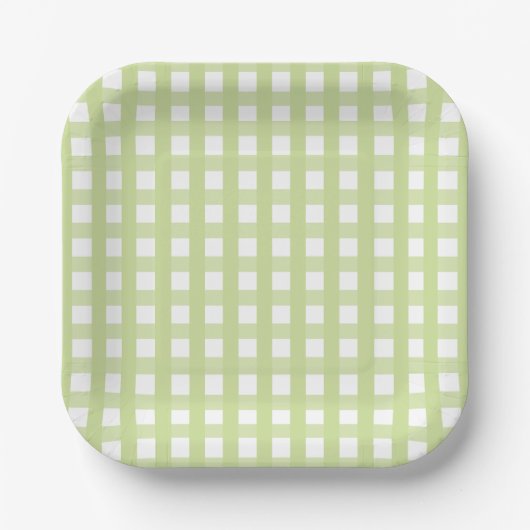 Pastel Green Gingham Check Patroon Papier Bord (Voorkant)