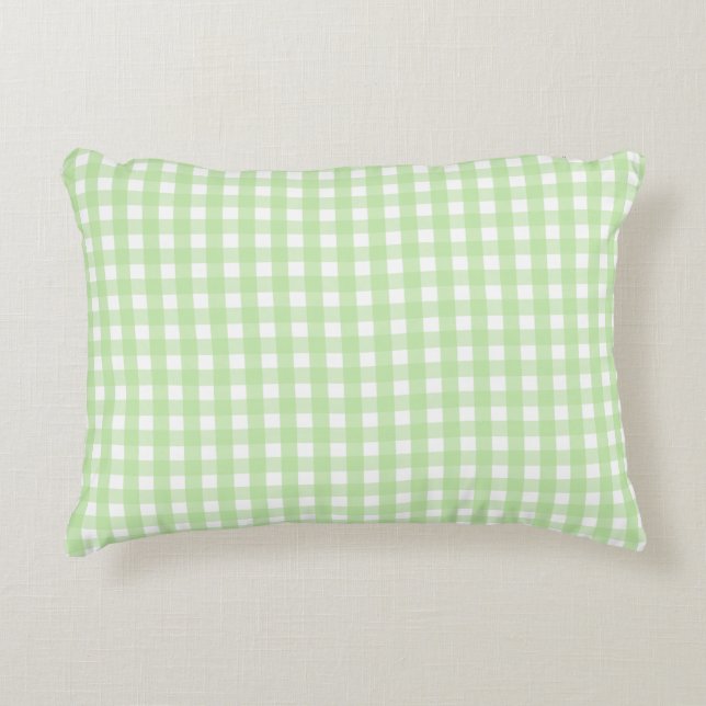 Pastel Green Gingham Pattern Accent Kussen (Voorkant)