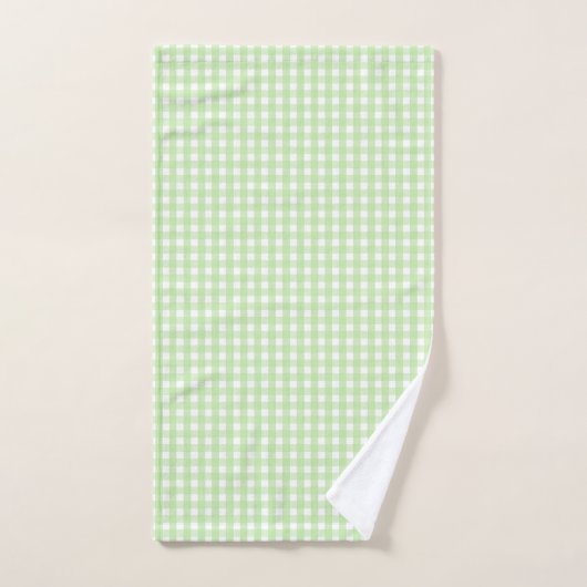 Pastel Green Gingham Pattern Bad Handdoek (Handdoek)