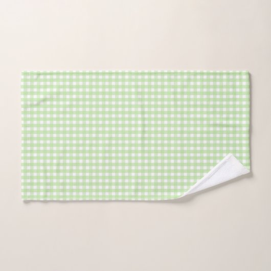 Pastel Green Gingham Pattern Bad Handdoek (Handdoek)
