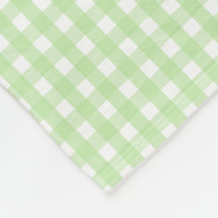 Pastel Green Gingham Pattern Fleece Deken