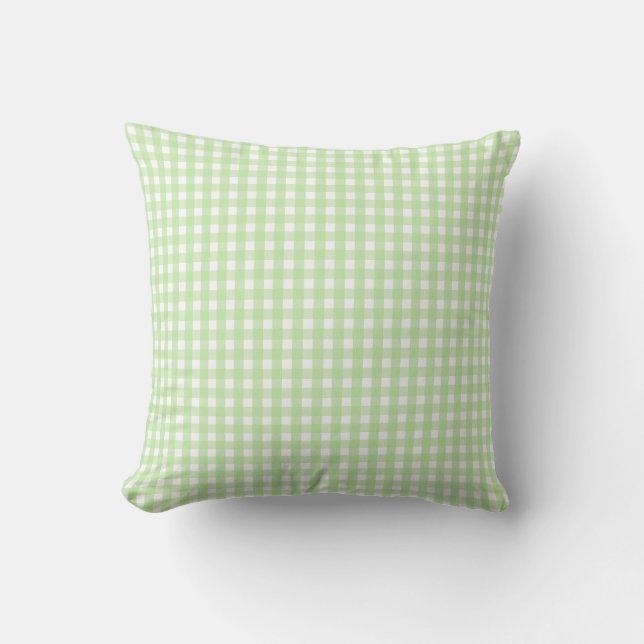 Pastel Green Gingham Pattern Kussen (Voorkant)