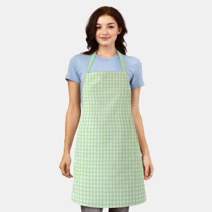 Pastel Green Gingham Pattern Schort