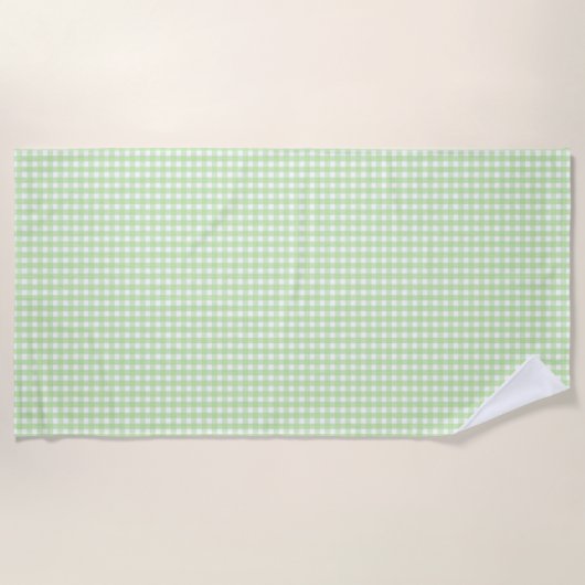 Pastel Green Gingham Pattern Strandlaken (Voorkant)