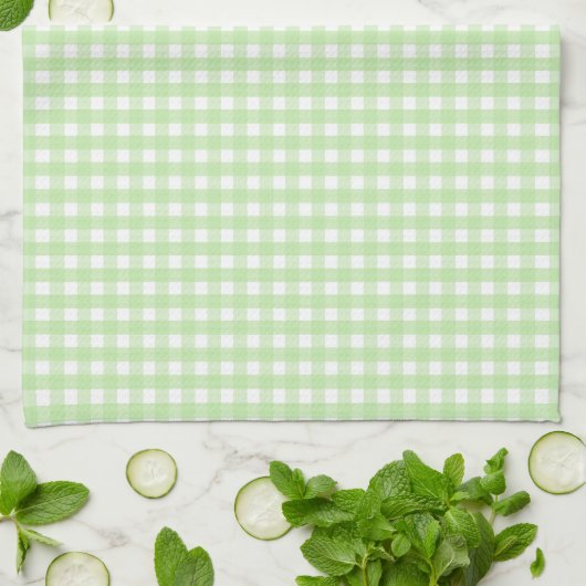 Pastel Green Gingham Pattern Towel Theedoek (Gevouwen)
