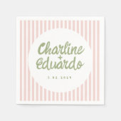 Pastel Green Handwriting Retro Wedding Napkins Servet (Voorkant)