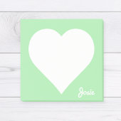 Pastel Green Heart Sticky Notes met naam