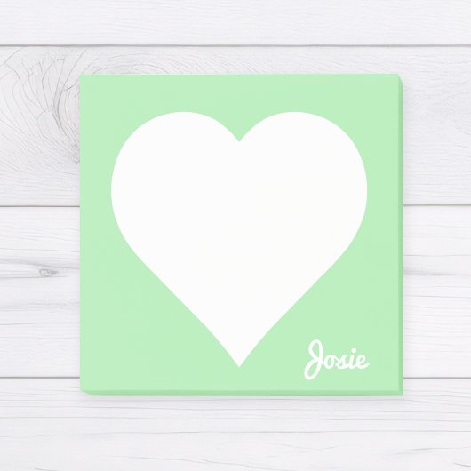Pastel Green Heart Sticky Notes met naam