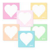 Pastel Green Heart Sticky Notes met naam