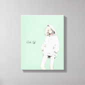 Pastel Green JKのアートパネル｜寿司娘 GenerativeAI Canvas Afdruk (Voorkant)