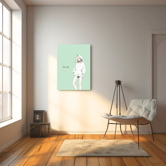 Pastel Green JKのアートパネル|寿司娘 GenerativeAI Canvas Afdruk